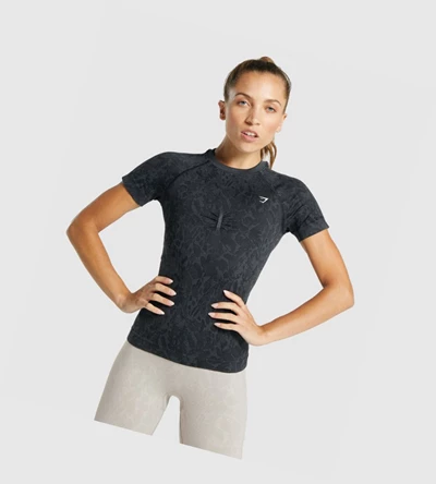 Gymshark Adapt Animal Seamless Naisten T Paidat Mustat | DYVXIK965