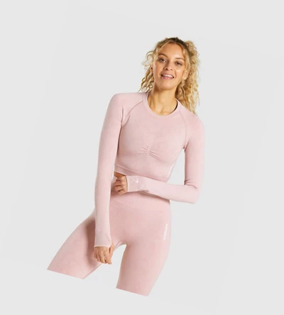 Gymshark Adapt Camo Seamless Crop Top Naisten Puserot Vaaleanpinkki | QHEWBC187
