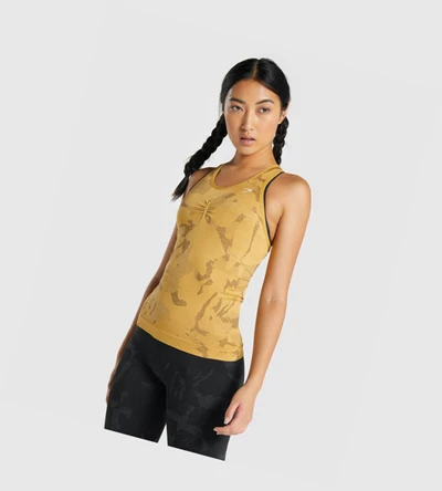 Gymshark Adapt Camo Seamless Naisten Hihaton Paita Keltainen | HWSVFZ379