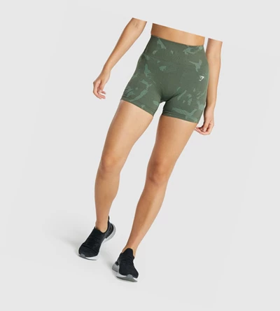 Gymshark Adapt Camo Seamless Naisten Shortsit Vihreä | LOSQJY194
