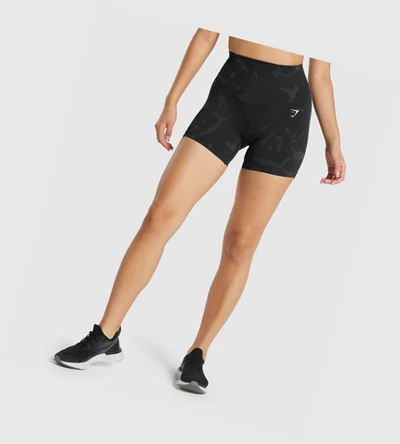 Gymshark Adapt Camo Seamless Naisten Shortsit Mustat | QWYTMJ804
