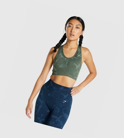Gymshark Adapt Camo Seamless Racer Back Naisten Urheiluliivit Vihreä | KYRZDT209
