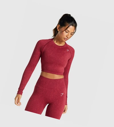 Gymshark Adapt Fleck Seamless Crop Top Naisten T Paidat Viininpunainen | GWCZTN086