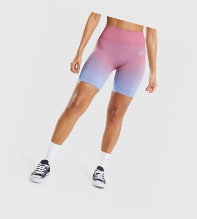 Gymshark Adapt Ombre Seamless Cycling Naisten Shortsit Pinkki Pinkki Vaaleansininen | MJQERV645