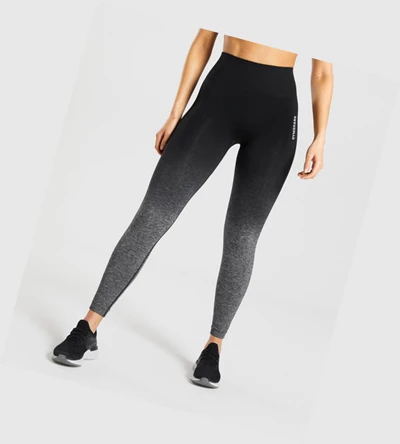 Gymshark Adapt Ombre Seamless High Waisted Naisten Leggingsit Mustat Mustat | WTKJCM471