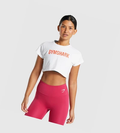 Gymshark Animal Graafinen Infill Crop Naisten T Paidat Valkoinen | UMTHVR792