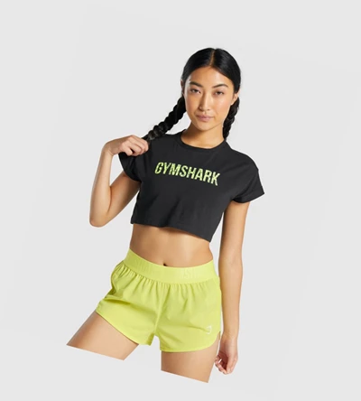 Gymshark Animal Graafinen Infill Crop Naisten T Paidat Mustat | YBHLDS539
