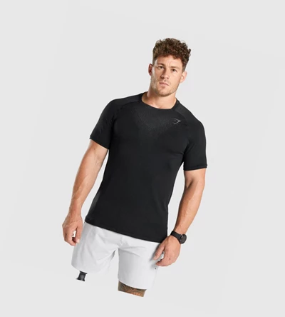 Gymshark Apex Contrast Seamless Miesten T Paidat Mustat | HYNWGQ269