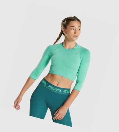 Gymshark Apex Seamless Crop Top Naisten T Paidat Turkoosi | MZBHAE629