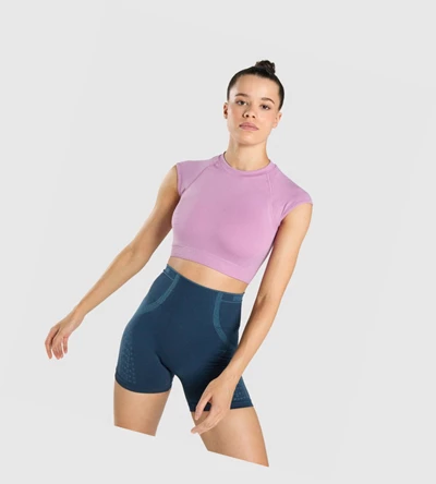 Gymshark Apex Seamless Crop Top Naisten T Paidat Violetit Vaaleanvioletit | XUTICJ475
