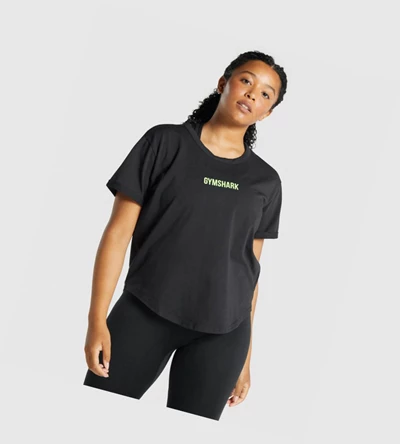 Gymshark Apollo Graafinen Naisten T Paidat Mustat | KPNBVS905