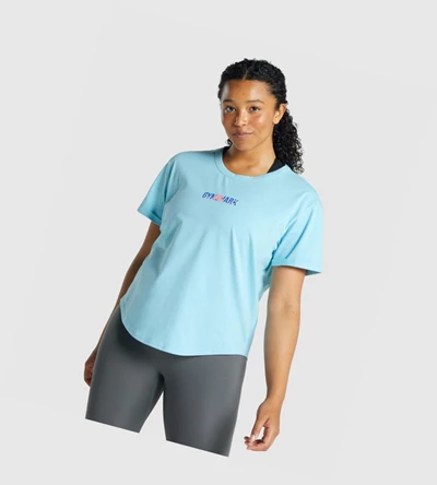 Gymshark Apollo Graafinen Naisten T Paidat Vaaleansininen | MIBQDF502