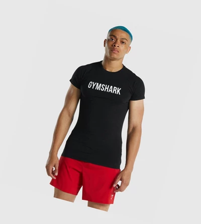 Gymshark Apollo Miesten T Paidat Mustat | CJERHN156