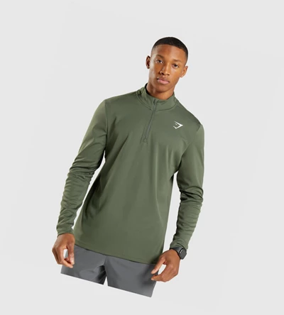 Gymshark Arrival 1/4 Zip Miesten Vaatteet Oliivinvihreä | OWNCHD987