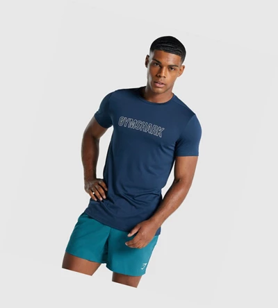 Gymshark Arrival Graafinen Miesten T Paidat Laivastonsininen | CRSHJT241