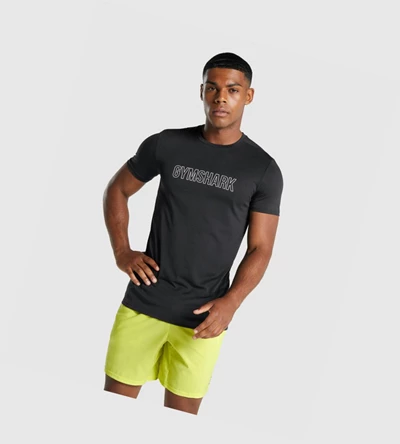 Gymshark Arrival Graafinen Miesten T Paidat Mustat | GOTRUX132