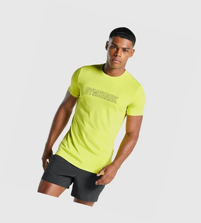 Gymshark Arrival Graafinen Miesten T Paidat Keltainen | NJYCXZ864