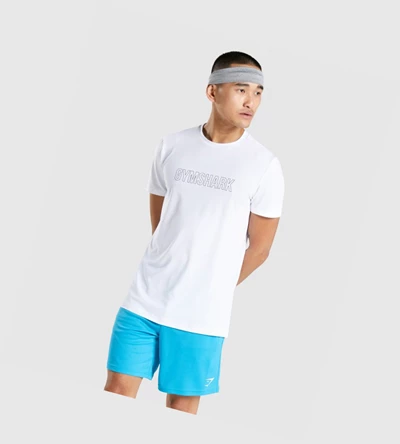 Gymshark Arrival Graafinen Miesten T Paidat Valkoinen | NROPQH160