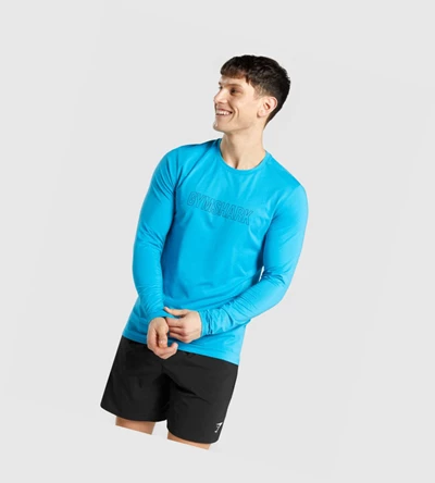 Gymshark Arrival Graafinen Miesten T Paidat Sininen | OKSEZL897