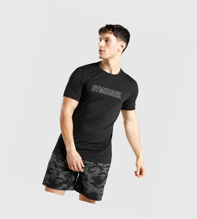 Gymshark Arrival Graafinen Miesten T Paidat Mustat | WMELKD923
