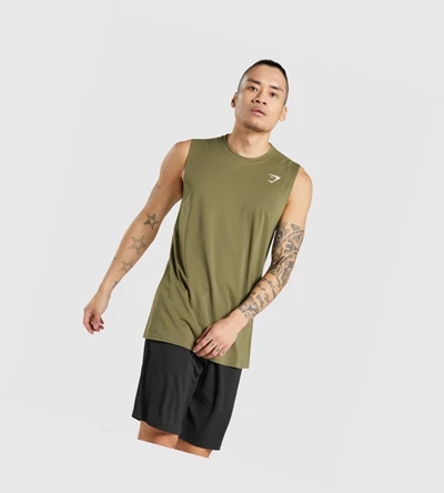 Gymshark Arrival Hihattomat Miesten Hihaton Paita Tummanvihreä | UIXBEV845