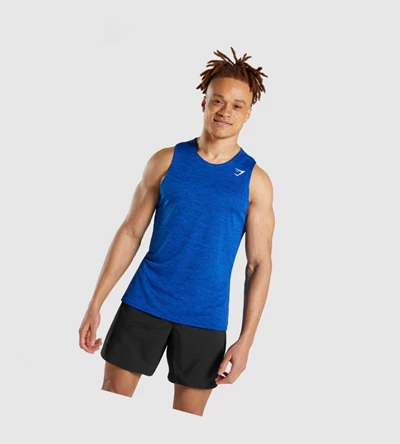 Gymshark Arrival Marl Miesten Hihaton Paita Sininen | HEAKDB370