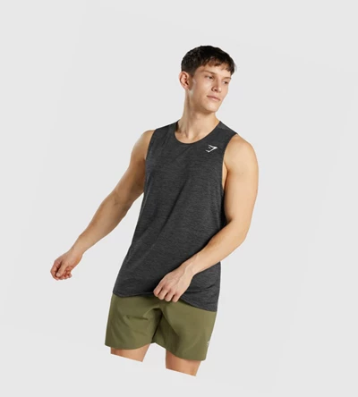 Gymshark Arrival Marl Miesten Hihaton Paita Mustat | SRQZPI536