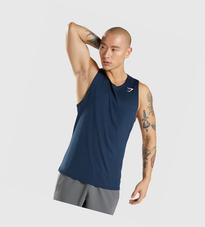 Gymshark Arrival Miesten Hihaton Paita Laivastonsininen | YRUTGP610