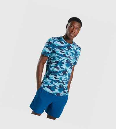 Gymshark Arrival Miesten T Paidat Turkoosi Camo | IPUSHB629
