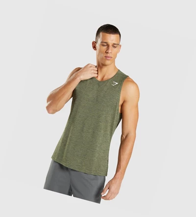 Gymshark Arrival Slim Marl Miesten Hihaton Paita Oliivinvihreä Oliivinvihreä | CZUHWE741