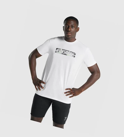 Gymshark Block Infill Miesten T Paidat Valkoinen | ACTNOJ015