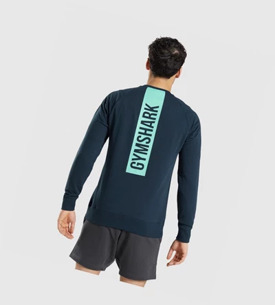 Gymshark Bold Crew Miesten Vaatteet Laivastonsininen | XMPIBC157