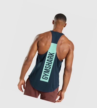 Gymshark Bold Miesten Hihaton Paita Laivastonsininen | UIPMVN704