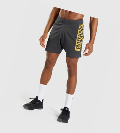 Gymshark Bold Miesten Shortsit Mustat Harmaat | NUMJBQ947