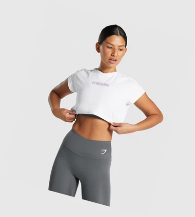 Gymshark Camo Graafinen Crop Naisten T Paidat Valkoinen | QGSKWJ895