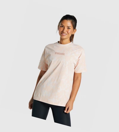 Gymshark Camo Graafinen Oversized Naisten T Paidat Kerma Vaaleanruskea | IUSEVG276