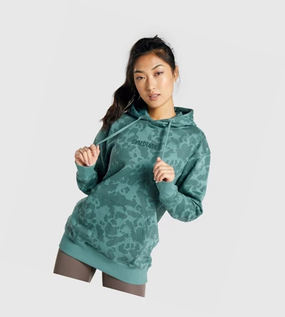 Gymshark Camo Graafinen Oversized Naisten Vaatteet Tummanvihreä | MLGIHU643