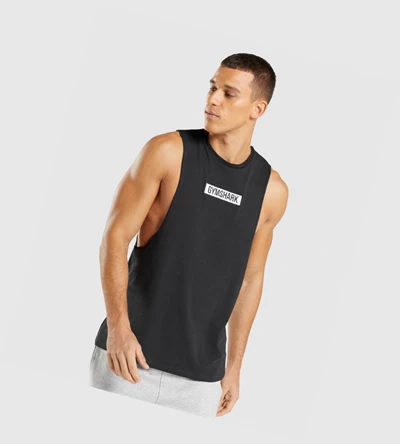 Gymshark Central Drop Arm Miesten Hihaton Paita Mustat | QRMZUL172