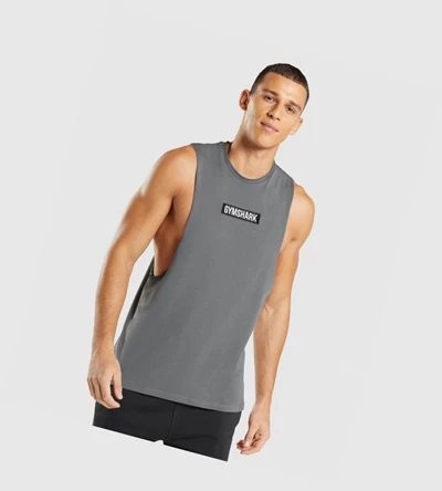 Gymshark Central Drop Arm Miesten Hihaton Paita Harmaat | STBVPK017