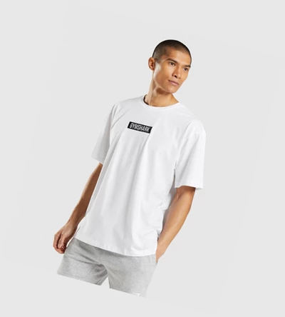 Gymshark Central Oversized Miesten T Paidat Valkoinen | PGIUYD647