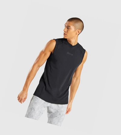 Gymshark Chalk Miesten Hihaton Paita Mustat | BOWDZA079