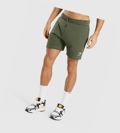 Gymshark Crest Miesten Shortsit Oliivinvihreä | UDVOAR582