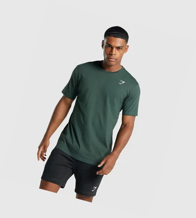 Gymshark Crest Miesten T Paidat Tummanvihreä | SJLPGQ421