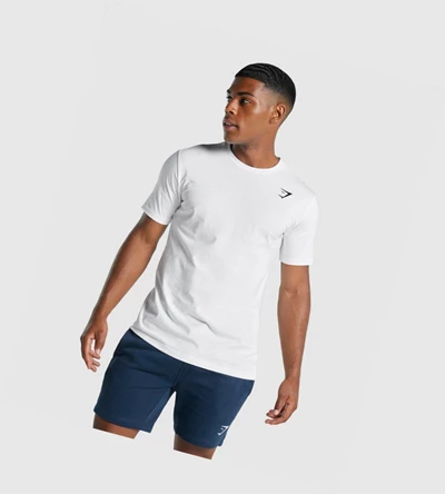 Gymshark Crest Miesten T Paidat Valkoinen | KBGOZH026