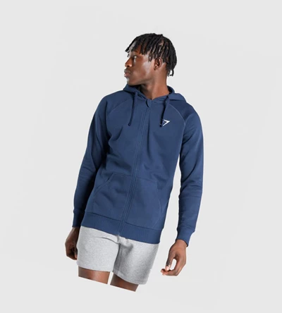 Gymshark Crest Zip Up Miesten Vaatteet Laivastonsininen | NCZGVM628