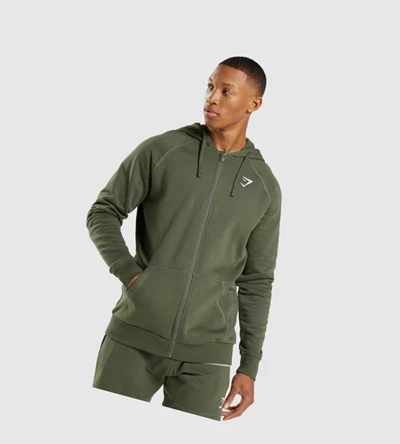 Gymshark Crest Zip Up Miesten Vaatteet Oliivinvihreä | BECYLI502
