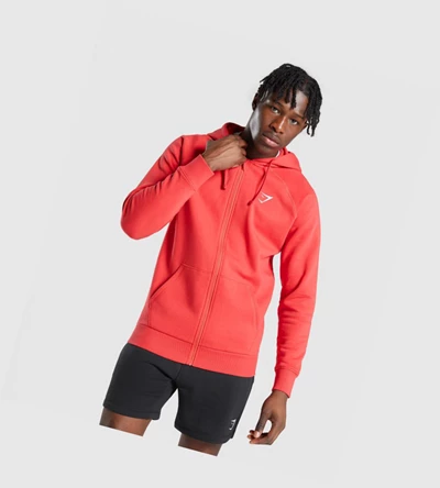Gymshark Crest Zip Up Miesten Vaatteet Punainen | NZBGJO432