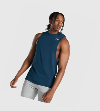 Gymshark Critical 2.0 Drop Arm Miesten Hihaton Paita Laivastonsininen | NPHBEQ741