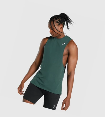 Gymshark Critical 2.0 Drop Arm Miesten Hihaton Paita Tummanvihreä | QCENHF985