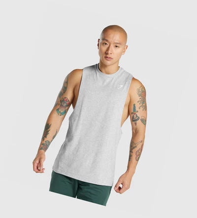 Gymshark Critical 2.0 Drop Arm Miesten Hihaton Paita Vaaleanharmaat | QKRLUM064